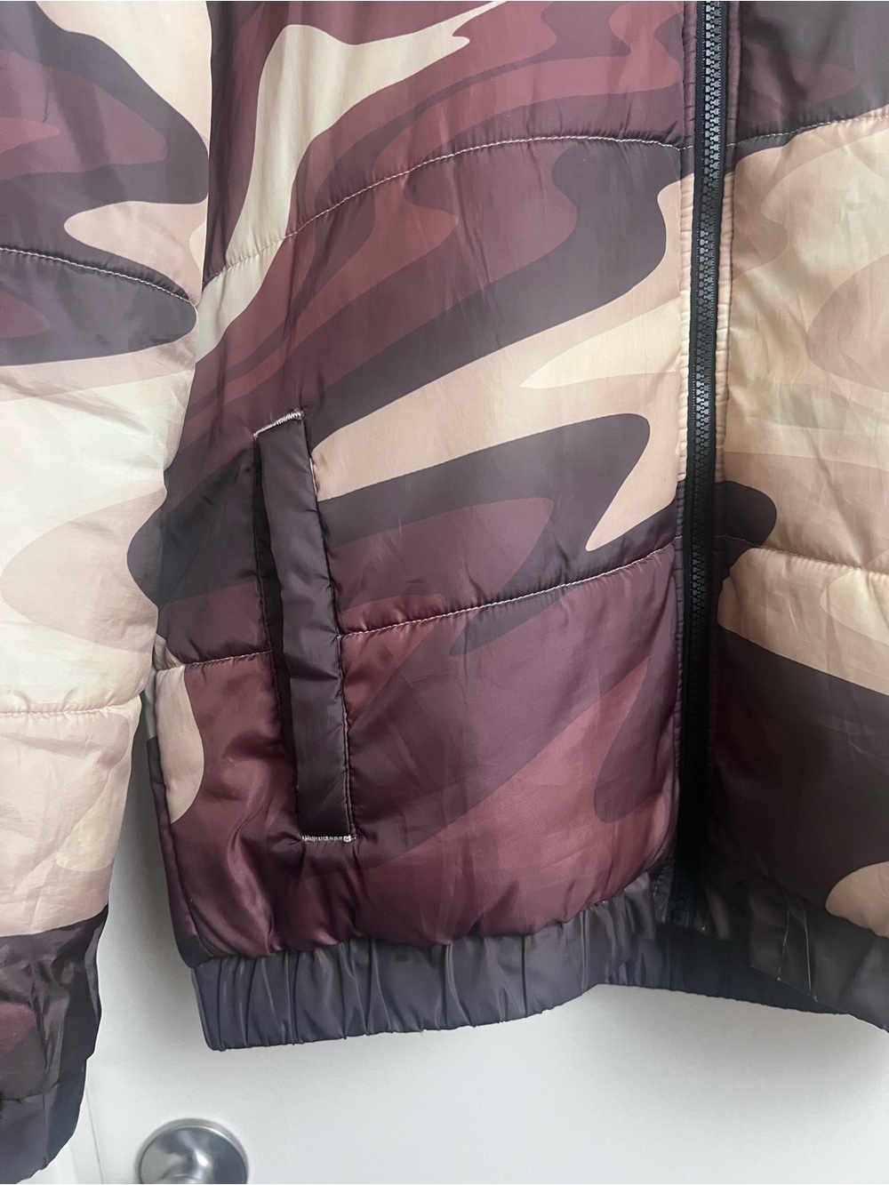 Reason NYC Hooded Camo Puffer Jacket Beige Brown Streetwear Large - Picture 3 of 8